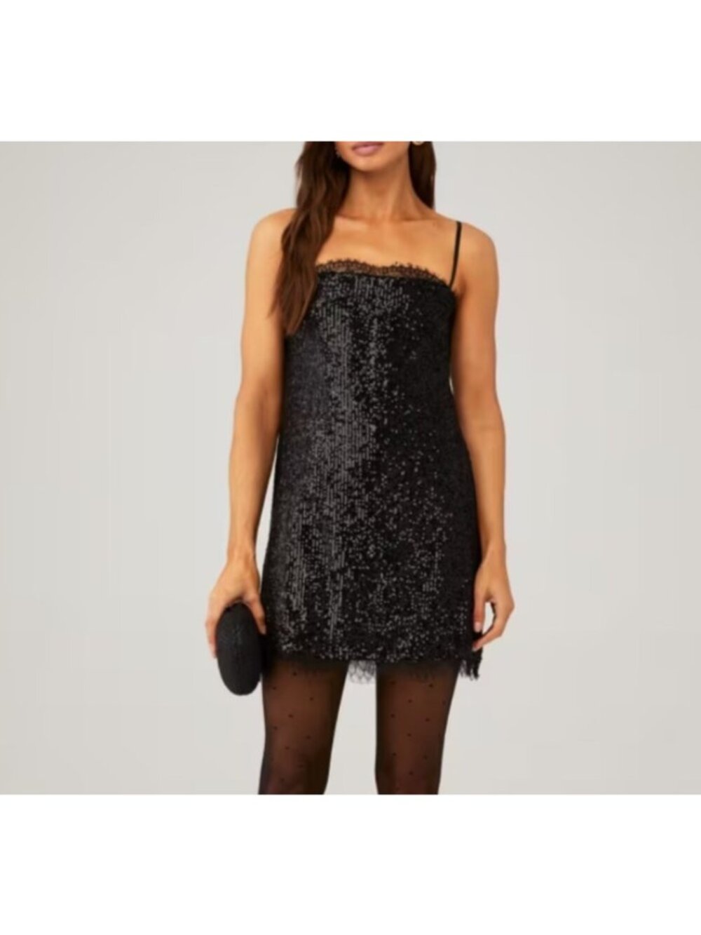 EastnWest Womens Sz S Black Sequined Mini Dress